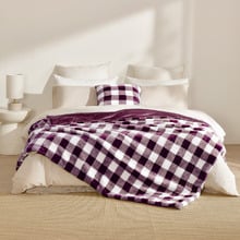 Gingham Faux Fur Throw